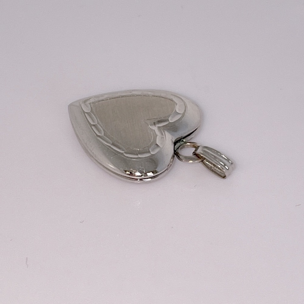 Solid 14K White Gold Heart Locket Vintage Pendant Charm for Necklace or Bracelet - Picture 8 of 10